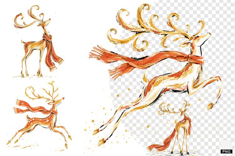 Christmas Reindeer With Scarf PNG example image 1