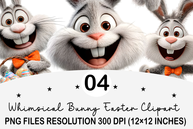 Whimsical Bunny Easter Clipart, Watercolor Easter Bunny PNG