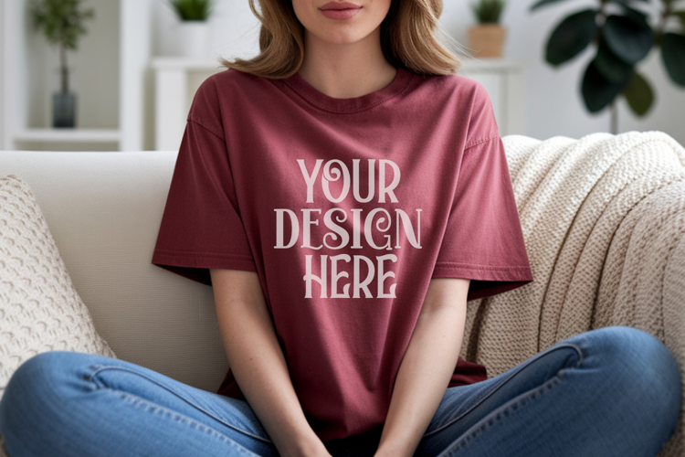 Crimson Comfort Colors 1717 T-shirt Mockups,1717 Mockups