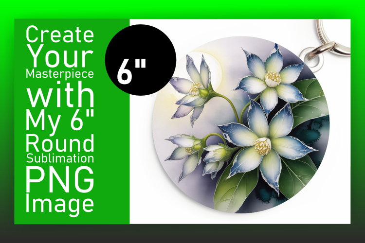 Trendy Keychain Round Design Artwork , Flowers