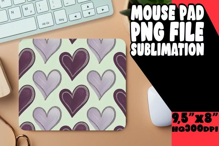 Whimsical Mouse Pad Design Sublimation, Heart