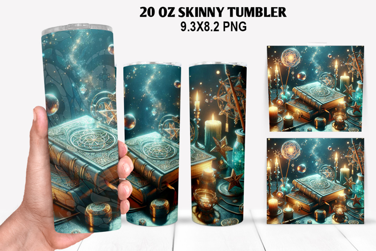 Books Skinny Tumbler 20oz Wrap Design, Halloween Tumbler PNG