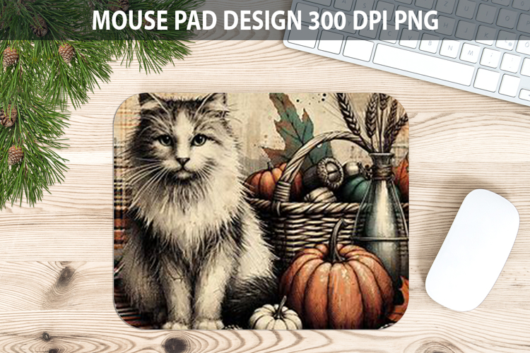 Cat Mouse pad Sublimation - Thanksgiving PNG Design