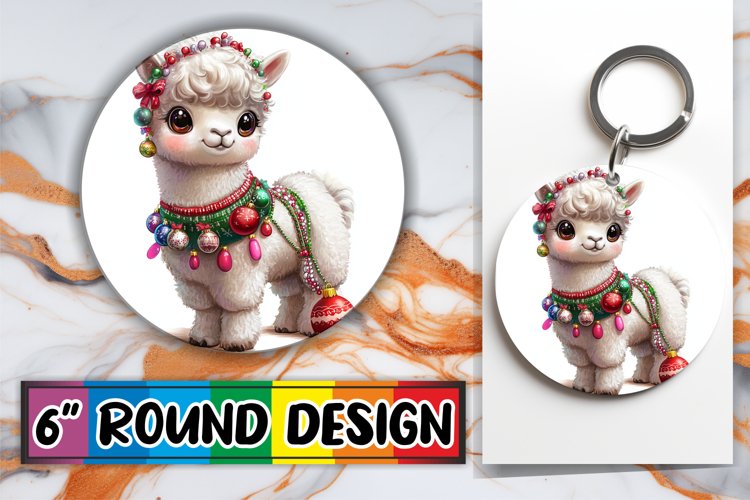 Artful Keychain Circle Design Template , Xmas example image 1