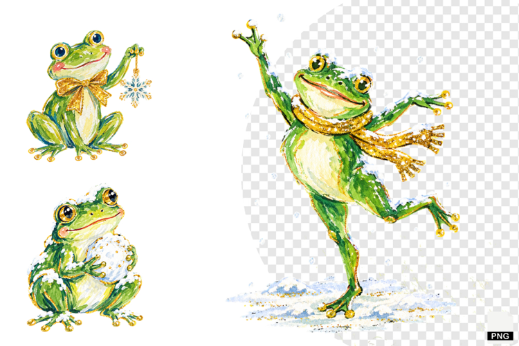 Winter Snowy Frogs PNG