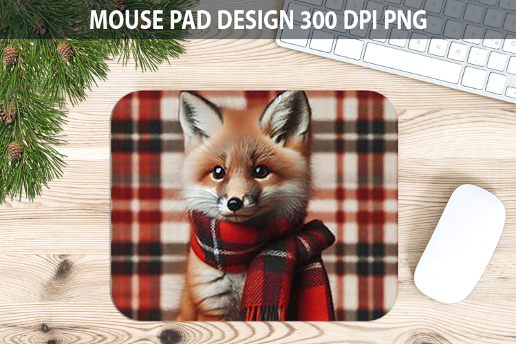 Christmas Cute Fox Mouse Pad Sublimation - Animal PNG Design