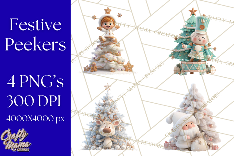 Christmas Tree Clipart PNG Cute Characters for Holiday Craft