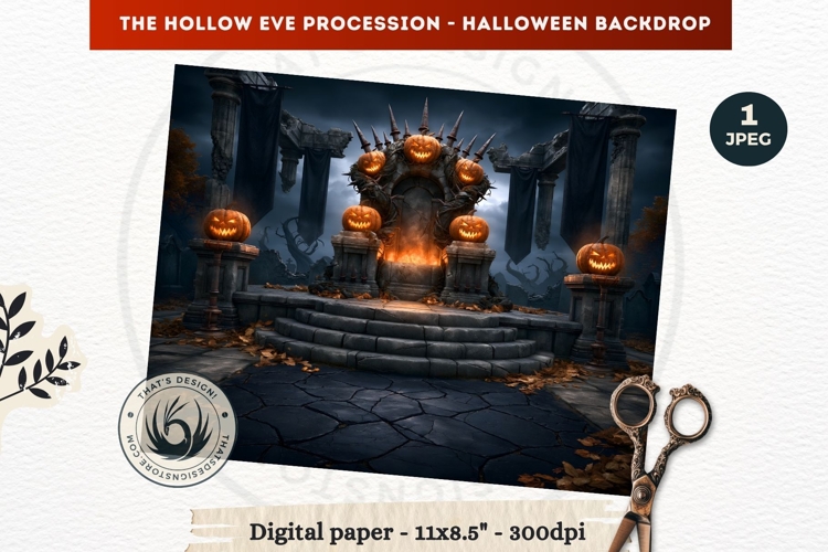 Gothic Halloween background - Hollow Eve Procession Backdrop
