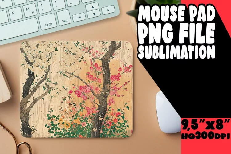 Tranquil Bloom: Spring Mouse Pad Sublimation