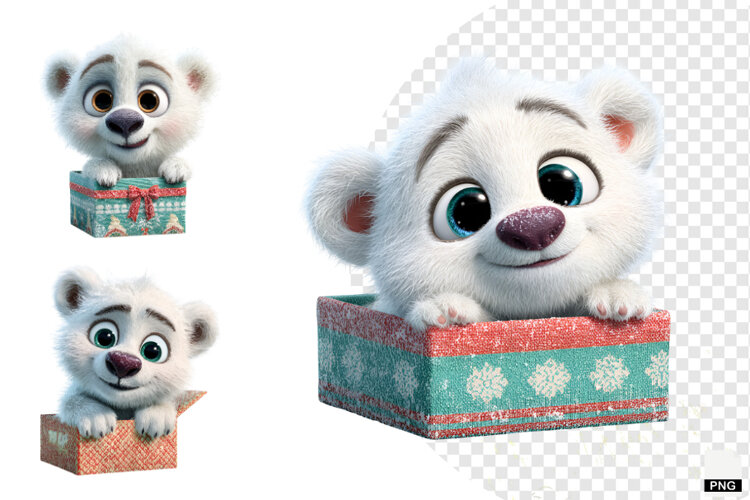Winter Polar Bear Cub Clipart example image 1