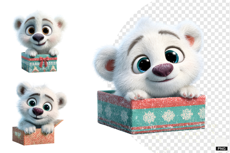 Winter Polar Bear Cub Clipart