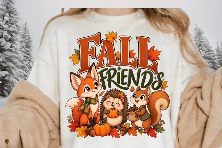 Fall Friends PNG, Cute Woodland Animals Autumn Sublimation