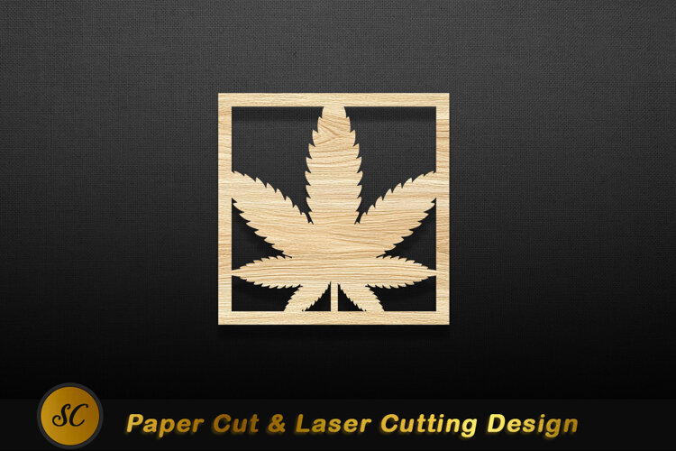 Wood leaf stencil design cannabis marijuana Laser cut example image 1