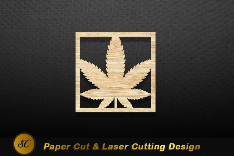 Wood leaf stencil design cannabis marijuana Laser cut
