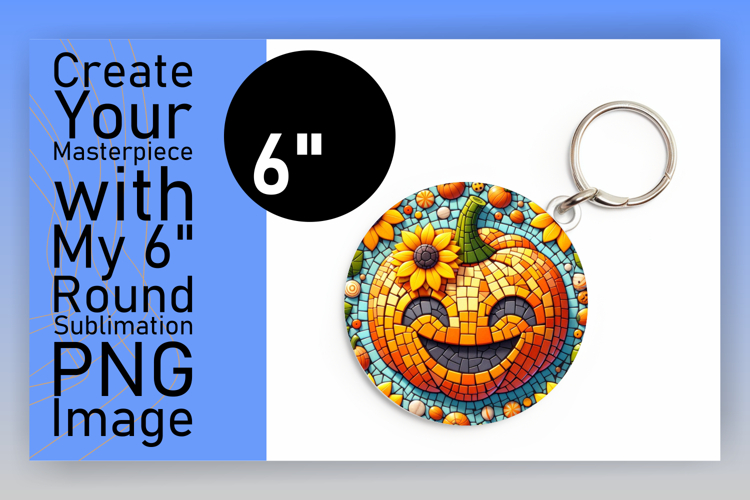 Dynamic Round Design PNG Keychain , Cute Pumpkin example image 1