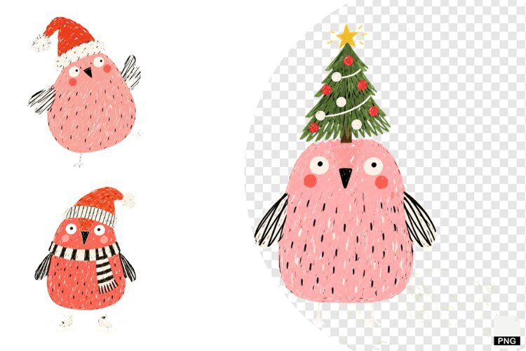 Quirky Christmas Birds PNGs example image 1