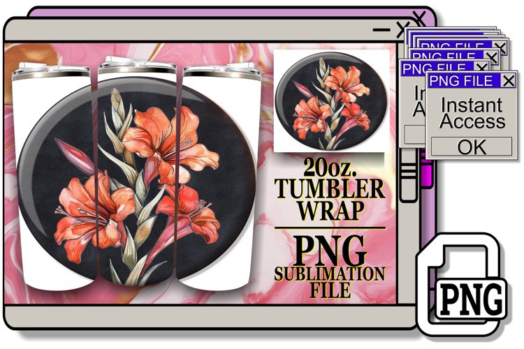 Denim Flower Tumbler Design Spring 20oz example image 1