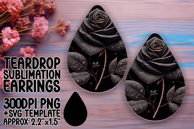 Cute Teardrop Earrings Design Template , 3D Flower
