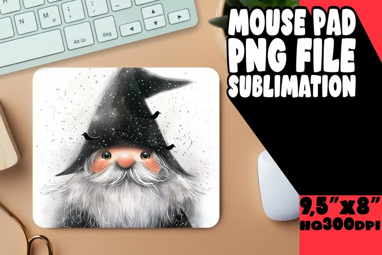 Cozy Cottage: Watercolor Gnome Mouse Pad Design Sublimation