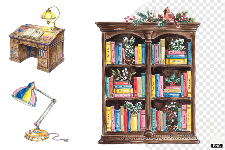 Winter Inside Library Clipart