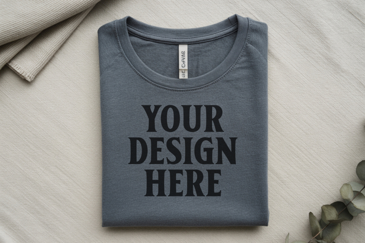 Athletic Heather Bella Canvas 3001 Flat Lay T-Shirt Moc