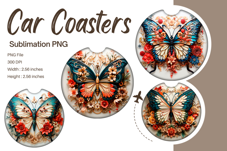 Butterfly Car Coasters Sublimation Accessories Keychain_68