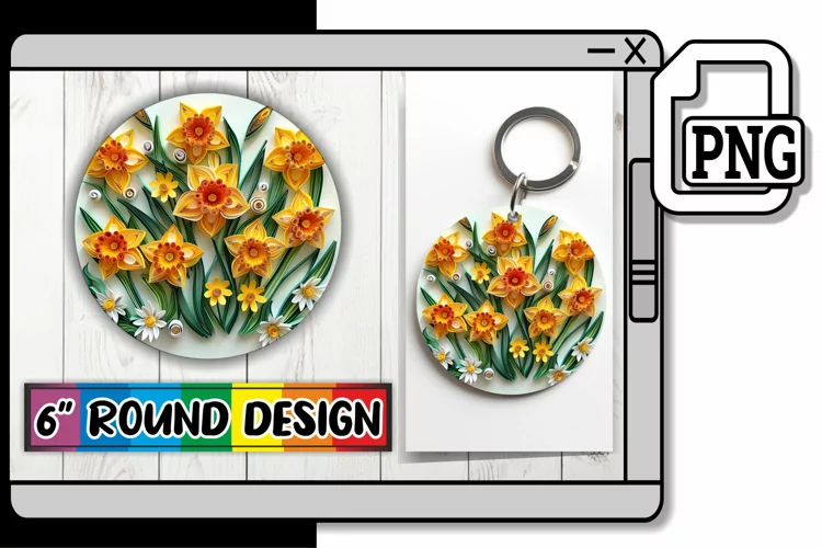 Colorful Blossom Keychain & Coaster