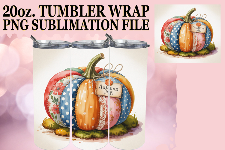 Blissful whispers 20oz tumbler wrap, Pumpkin Watercolor