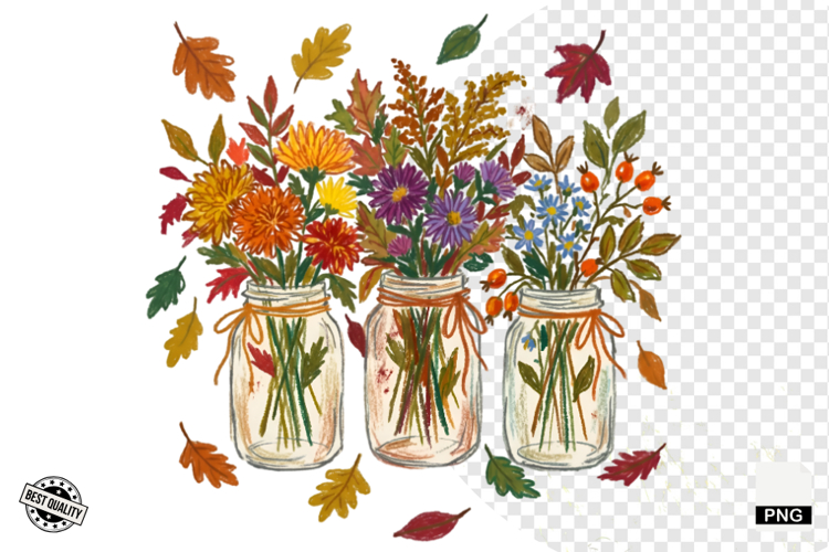 Autumn Mason Jars Clipart example image 1