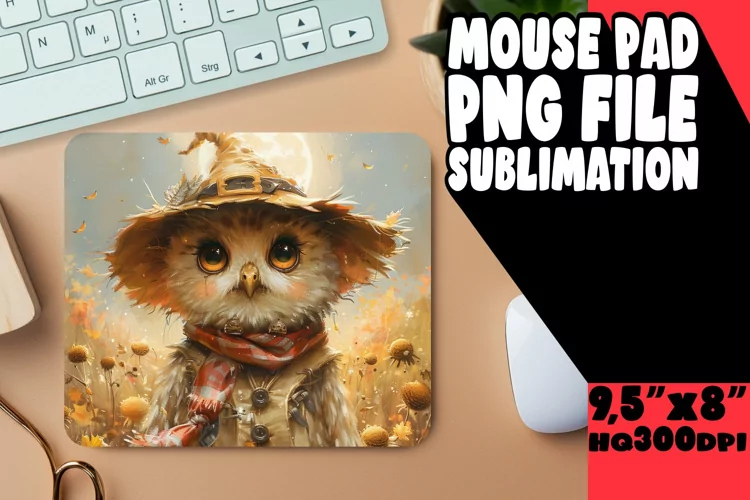 Watercolor Owl Mouse Pad for Spring Sublimation