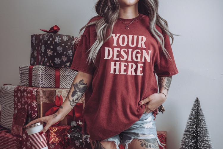 Crimson Christmas Comfort Colors 1717 TShirt Mockup,cc17