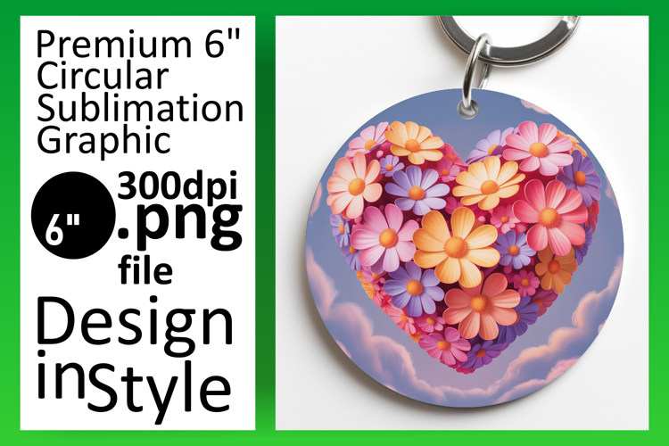 Vibrant Round Design Car Coaster PNG , Flowers Heart