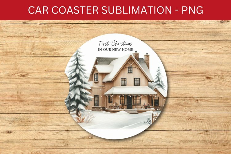 rounded car coaster - cottage house