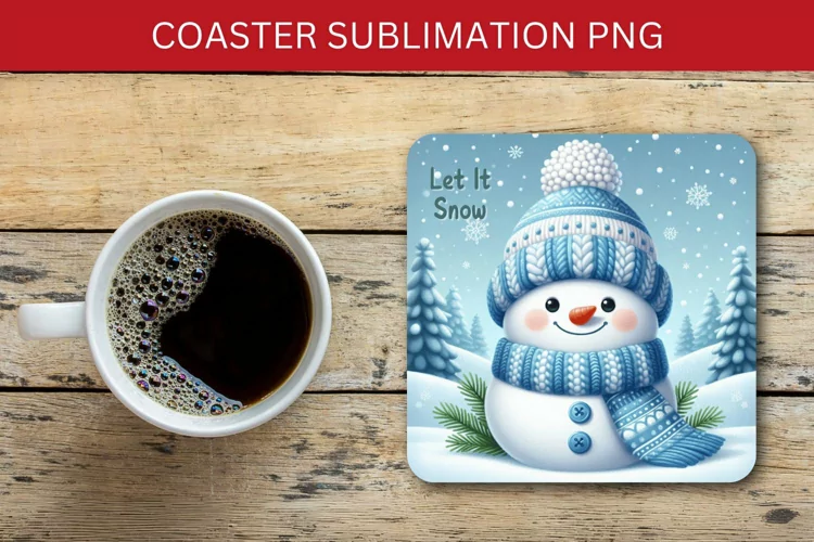 square coaster - snowman