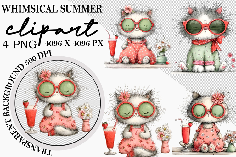 Whimsical Summer Watercolor Clipart PNG