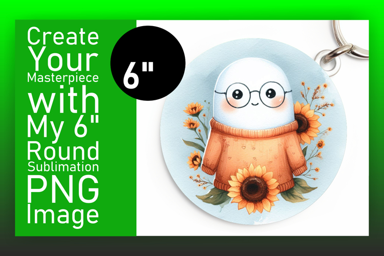 Stylish Round Design for Keychains , Cute Ghost