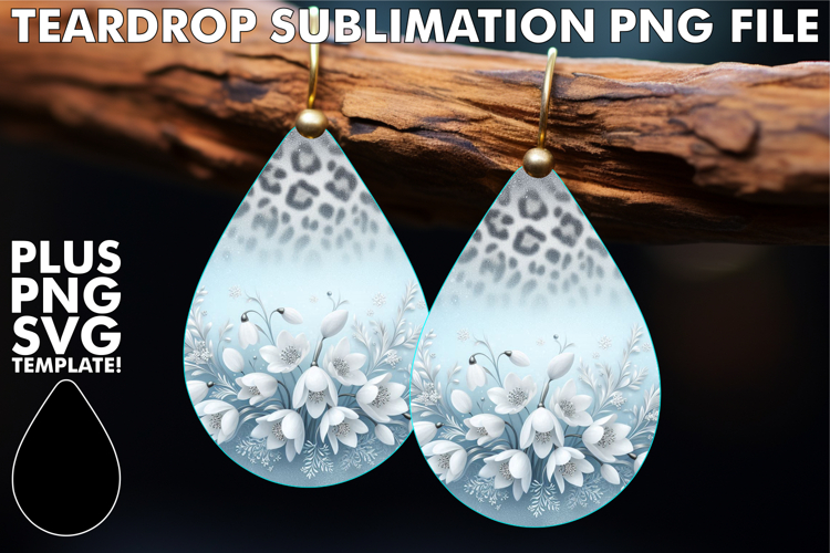 Fun Teardrop Earrings Gift PNG, Leopard Prints