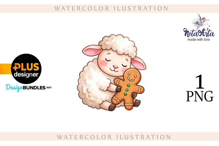 Christmas Sheep in Watercolor Style