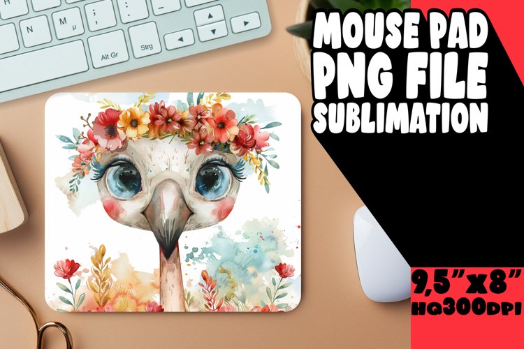 Watercolor Spring Flamingo Mouse Pad example image 1