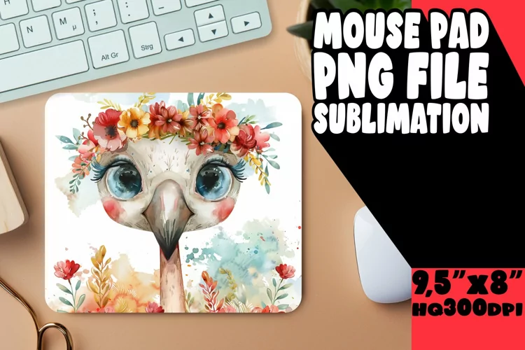 Watercolor Spring Flamingo Mouse Pad