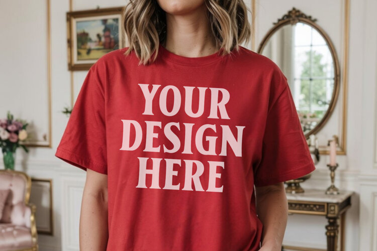 Comfort Colors 1717 Red T-Shirt Mockup example image 1