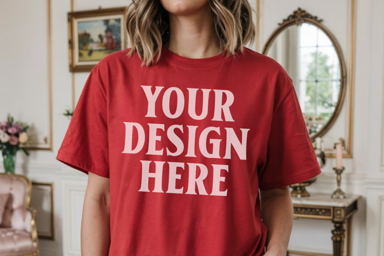 Comfort Colors 1717 Red T-Shirt Mockup