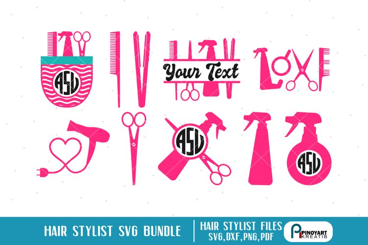 Hair Sylist SVG Cut Files Bundle - Hair Stylist Monograms example image 1