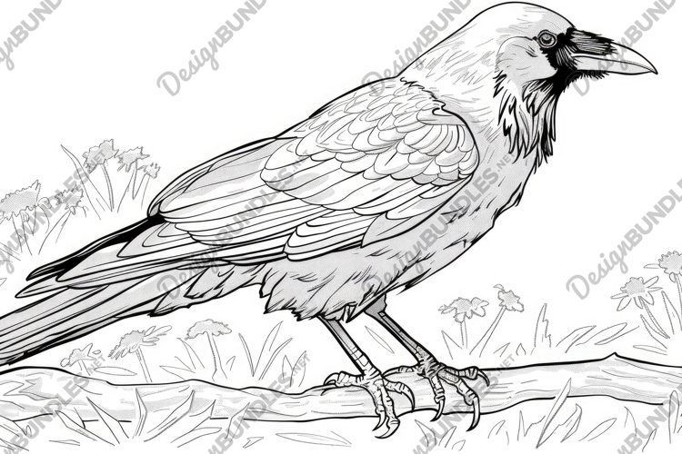 Crow Sketch Background Wallpaper