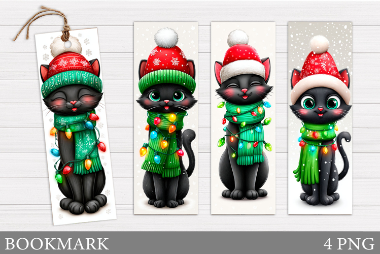 Christmas Cat Bookmark Design. Christmas Bookmark Printable