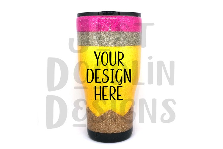 Pencil Glitter Tumbler Mock up