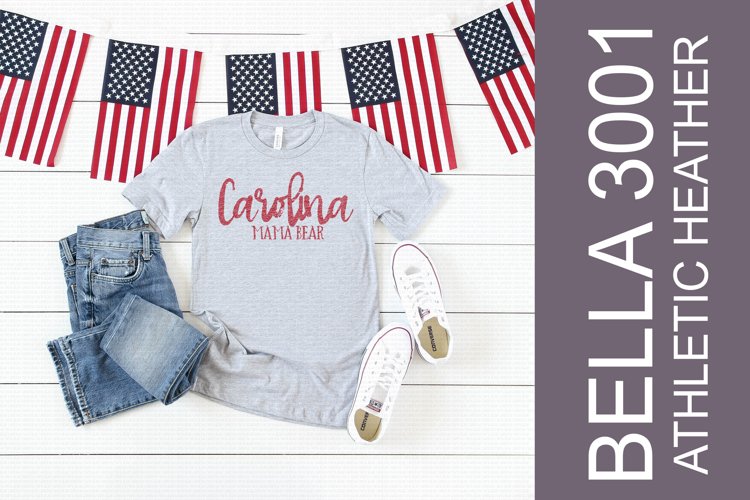 Bella Canvas 3001 Athletic Heather July 4th Mock Up example image 1