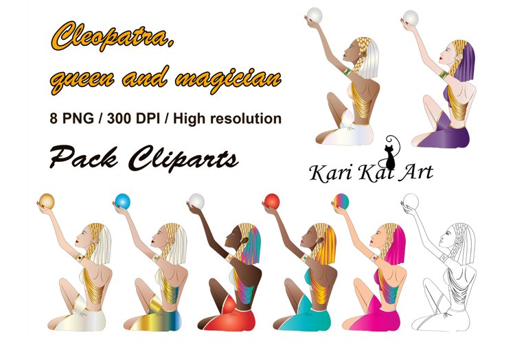 Cliparts Pack Cleopatra, queen and magician, scrapbook, prin example image 1