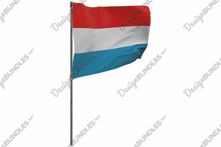 Luxembourg flag on pole. Waving banner isolated