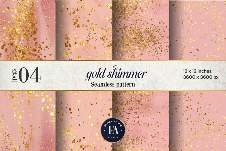 Pink Gold Shimmer Digital Paper, Glitter Texture